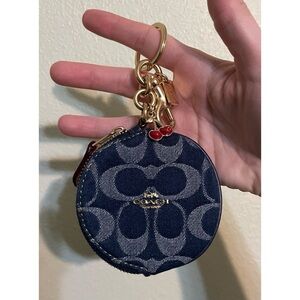 Coach Denim Round Circular Pouch Charm!